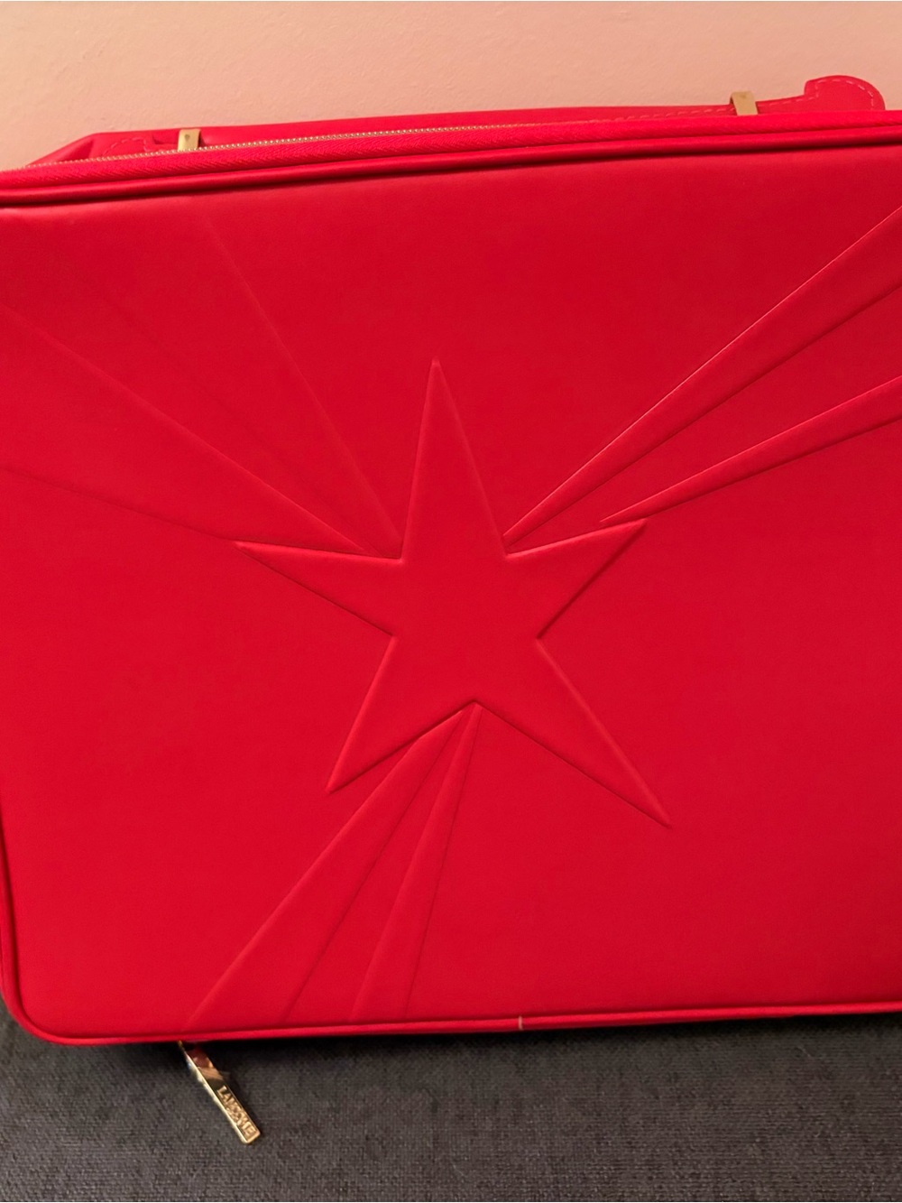 Lancome Red Star-Embossed Cosmetic Case